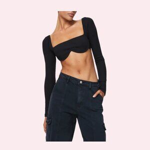 NWOT Princess Polly Becca Long Sleeve Crop Top Size 0